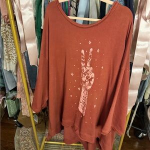 Kantha Bae Rust Graphic Sweatshirt/Dress